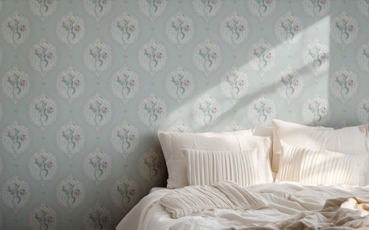 Picture of Väriyhdistelmä Flower bouquet in ogee Light Green - 1032601-10 - 09410-01